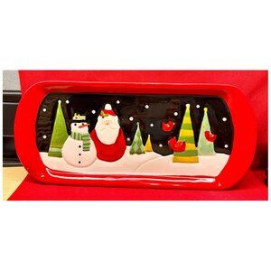 Christmas Serving Bread Tray Platter Ceramic by Christmas Cutouts ~15-7/8" long